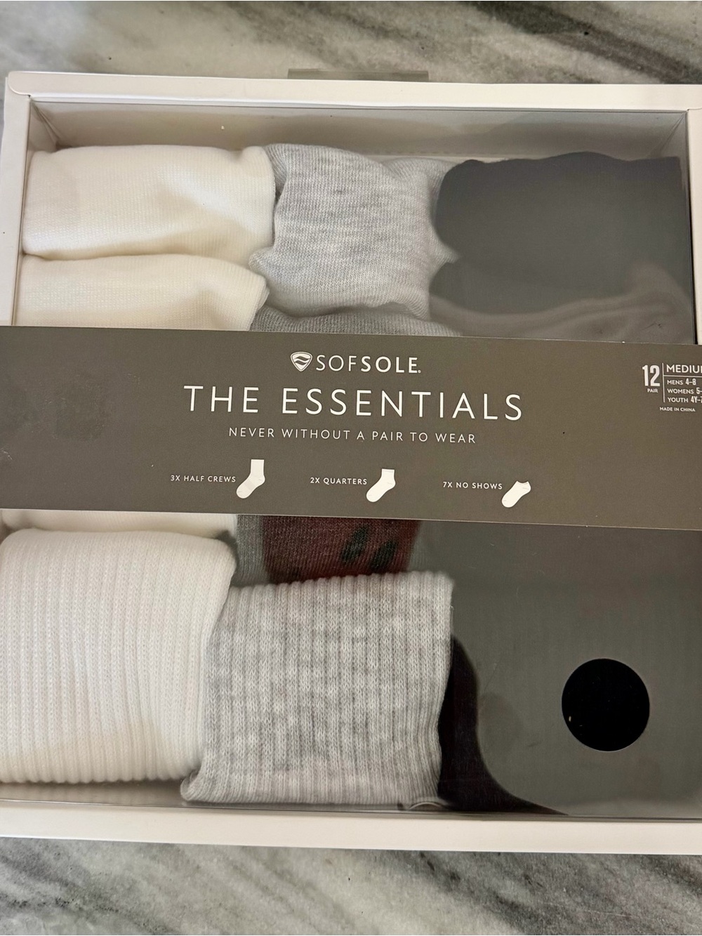 The Essentials unisex Sock Pack - White, Gray, Black